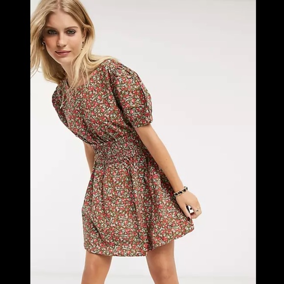 Free People Dresses & Skirts - Free people Pennie smocked dress olive pink